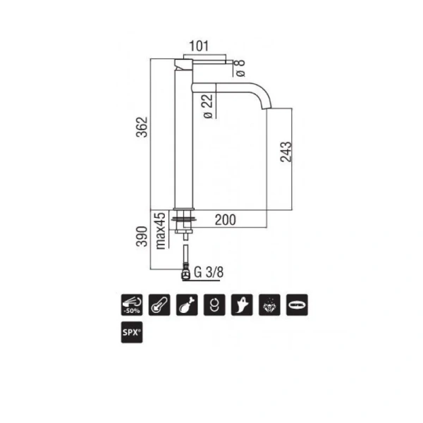 Смеситель для раковины Nobili Live высокий LV00128CR (детальная фотография), для раковины