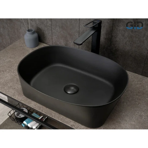 Раковина GID Creativo N9028bg 53 см черный графит 53380 (детальная фотография), накладные (на столешницу)