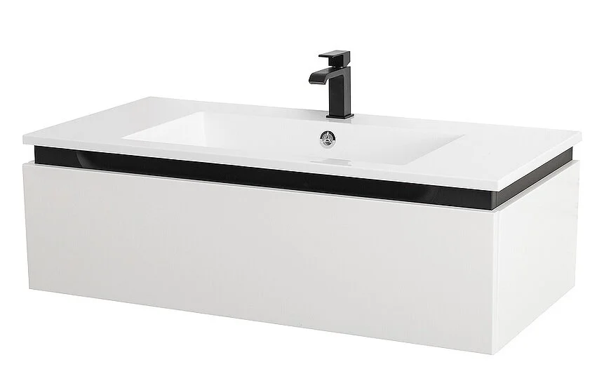 Тумба под раковину подвесная Cezares Slider 100 см Bianco Opaco SLIDER-1000-1C-SO-BO (детальная фотография), подвесная