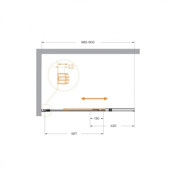 Шторка для ванны Cezares Slider 90х150 см стекло прозрачное профиль золото SLIDER-FIX-VF-11-90/150-C-BORO (детальная фотография), современные, hi-tech