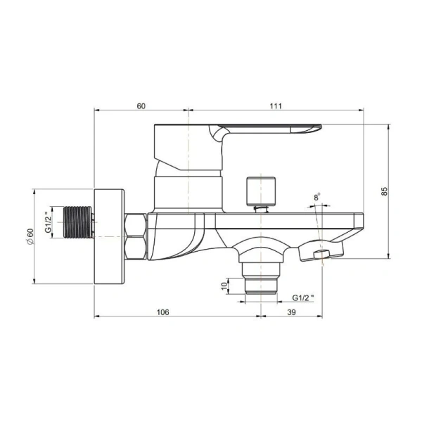 Смеситель для ванны Kerama Marazzi Sonata черный матовый P4YO111B4KM (детальная фотография), для ванны