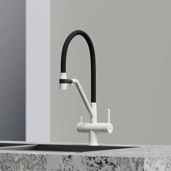 Смеситель для кухни Sancos Dora белый гранит SC4003GR (детальная фотография), современные, hi-tech