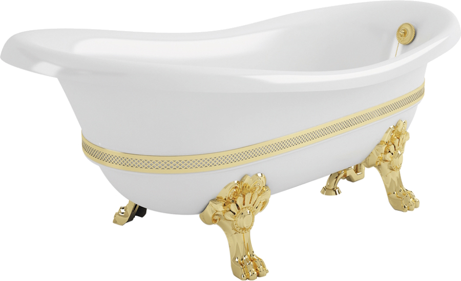 Ванна из искусственного камня Migliore Bella Decor 170х80 см фурнитура золото 25128 (детальная фотография)