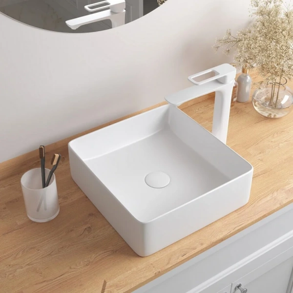 Раковина IDDIS Ray 36 см белая матовая SLIWM01i27 (детальная фотография), накладные (на столешницу)