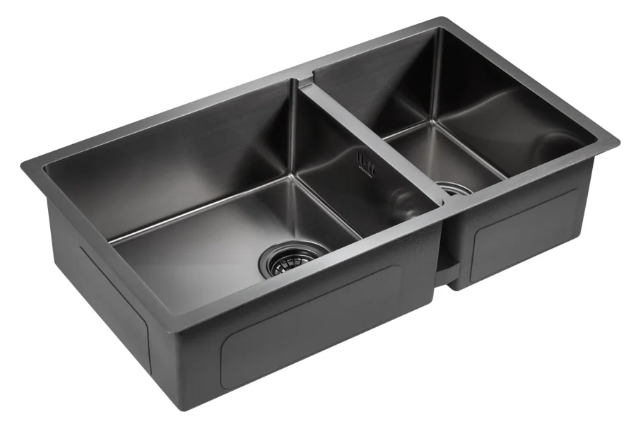 Мойка для кухни Paulmark Axel 78 см вороненая сталь PM227844-GM (детальная фотография), из нержавеющей стали, стальные, металлические