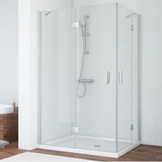 Душевой уголок профиль матовый хром стекло шиншилла Vegas-glass