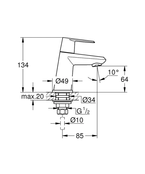 Вентиль с изливом Grohe Eurodisc Cosmopolitan 23051002 (детальная фотография), классические, ретро