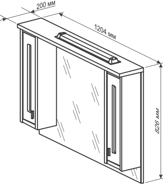 Зеркало с двумя шкафчиками для ванной Бриклаер Бали 120 (детальная фотография), 120 см