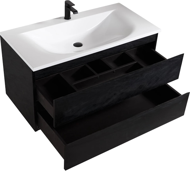 Тумба под раковину подвесная Cezares Molveno 100 см черная MOLVENO-100-2C-SO-NR (детальная фотография), подвесная, пристенная