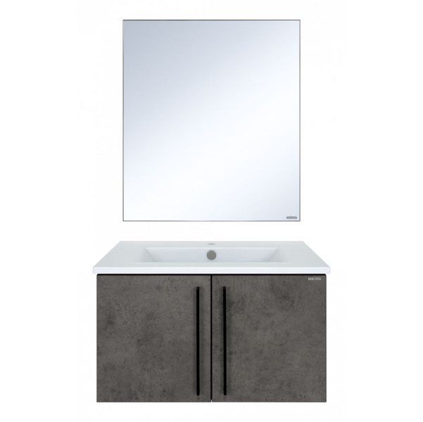 Тумба под раковину подвесная Misty Rock 75 см бетон светло-серая ROCK-06075-50-2 (детальная фотография), подвесная, пристенная