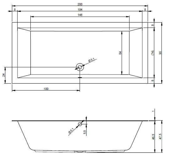 Ванна гидромассажная Riho Lugo 180 x 90 см, FLOW BT0300500000000_FLOW (детальная фотография), акриловые
