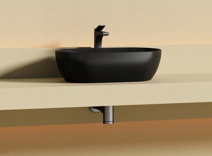 Раковина Ceramica Nova Twist 50 см черная матовая CN12001MB (детальная фотография), в форме чаши, круглой формы