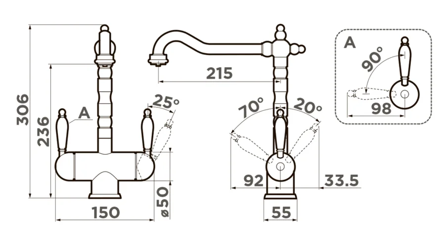 Смеситель для кухни Omoikiri Amagasaki-GB графит 4994362 (детальная фотография), для кухни