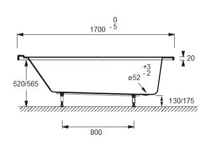 Акриловая ванна Jacob Delafon Formilia E6139-00 (детальная фотография), 170x80 см