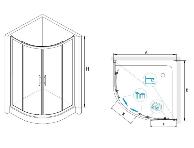 Душевой уголок RGW Hotel RGW HO-51 90х90 03065199-11 (детальная фотография), четверть круга