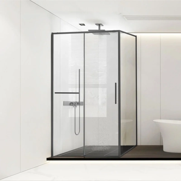 Душевой уголок Vincea Slim Soft 110х80 см вороненая сталь стекло прозрачное VSR-1SS8011CLGM (детальная фотография)