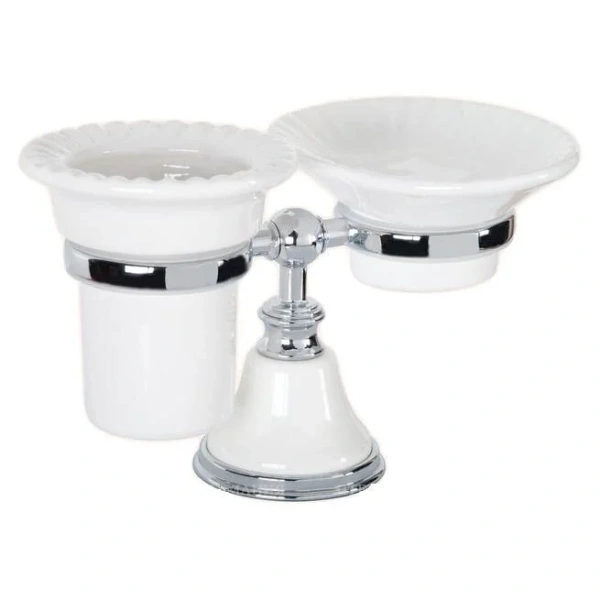 Мыльница со стаканом, цвет белый/хром, Tiffany World Harmony TWHA141bi/cr (детальная фотография)
