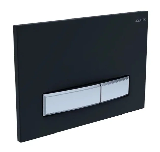 Клавиша смыва Акватек черная матовая/хром KDI-0000031 (детальная фотография), слив эконом-стандарт с двумя клавишами