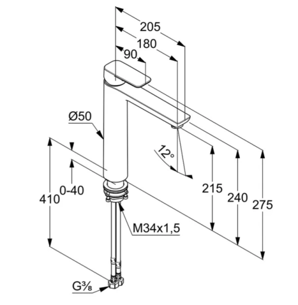 Смеситель для раковины Kludi Pure&Style 40296 латунь (детальная фотография), для раковины