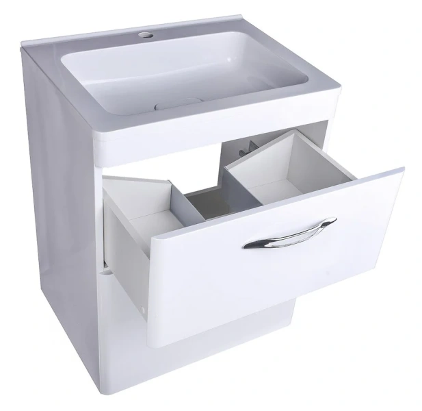 Тумба с раковиной напольная Style Line Каре СС-00002265 60 см с ящиками (детальная фотография), белая