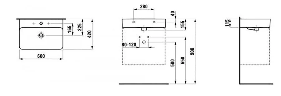 Раковина Laufen Val 60 см белая 8.1028.3.000.104.1 (детальная фотография), современные, hi-tech