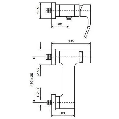 Смеситель для ванны хром Emmevi Niagara 74002/CR (детальная фотография), для душа