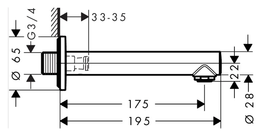 Излив для ванны Hansgrohe Talis S с шумопоглотителем 72410000 (детальная фотография), в наличии