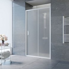 Душевая дверь профиль белый стекло сатин Vegas-glass