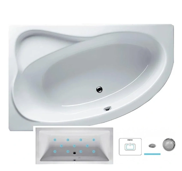 Ванна гидромассажная Riho Lyra 170 x 110 см, AIR, левая/правая BA6300500000000_AIR (детальная фотография), с гидромассажем