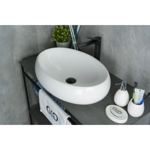 Раковина GID Lago N9030a 60 см белая 51114 (детальная фотография), керамические