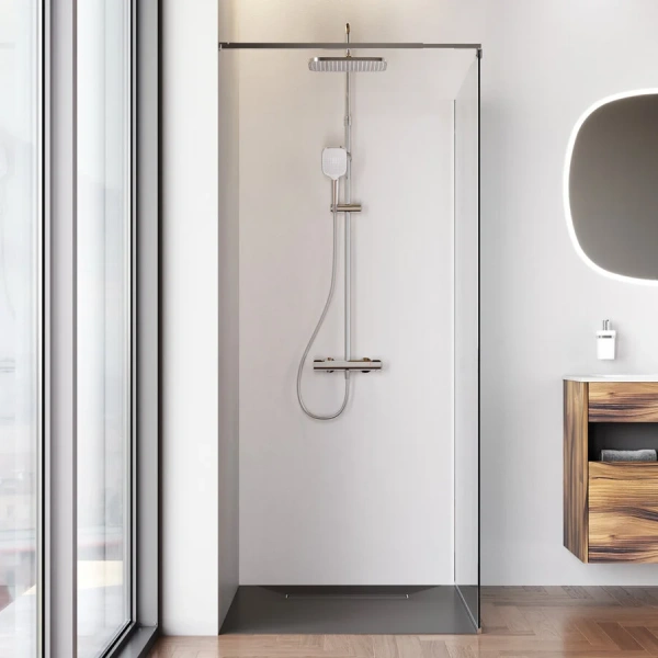 Душевая перегородка Am.Pm Func 100 см профиль хром W84WI-100-F1-MTE (детальная фотография), в наличии