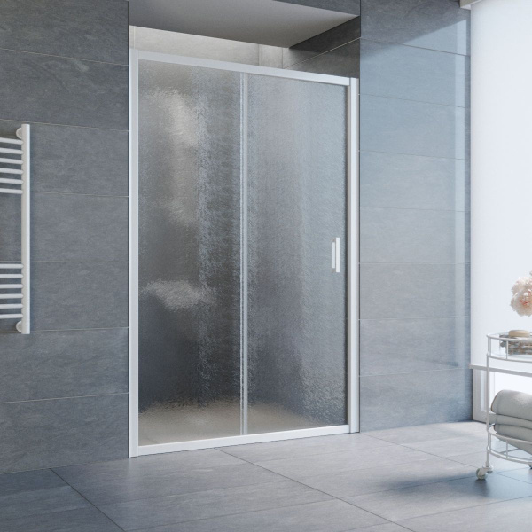 Душевая дверь профиль белый стекло шиншилла Vegas-glass ZP NOVO 130 01 02 (детальная фотография)