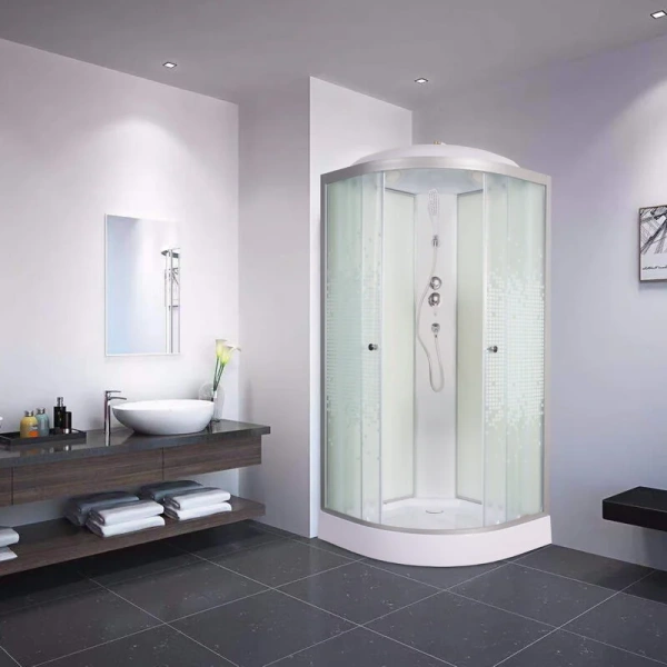 Душевая кабина Deto L 80x80 см стандартная L908 (детальная фотография), угловые, недорогие, для дачи, без гидромассажа, c тропическим душем, с вентиляцией, с крышей, маленькие