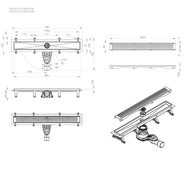 Душевой лоток Am.Pm MasterFlow 60 см хром матовый W01SC-P11-060-01SB (детальная фотография), душевой лоток
