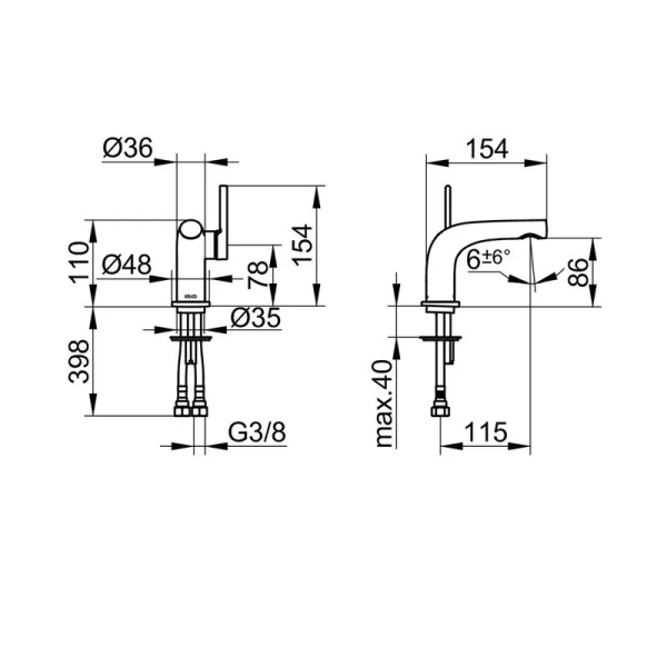 Смеситель для раковины Keuco Edition 400 51504 010100 (детальная фотография), для раковины