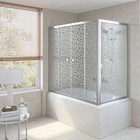 Душевая шторка на ванную профиль черный матовый стекло фея Vegas-glass