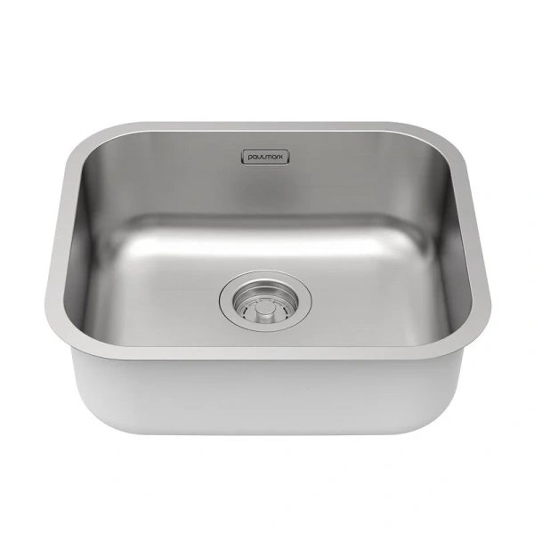 Мойка для кухни Paulmark Vello 48 см нержавеющая сталь VE48-BS (детальная фотография), из нержавеющей стали, стальные, металлические