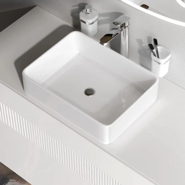 Раковина Am.Pm Func 50 см прямоугольная M8FWCC10500WG (детальная фотография), накладные (на столешницу)