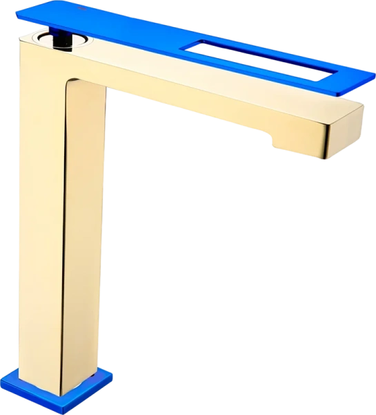 Смеситель для раковины Boheme Q золото/синий 142-GUW (детальная фотография)