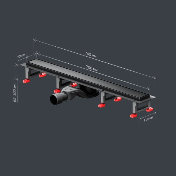 Душевой лоток Am.Pm MasterFlow 70 см черный матовый W01SC-U11-070-04BM (детальная фотография), для монтажа в пол