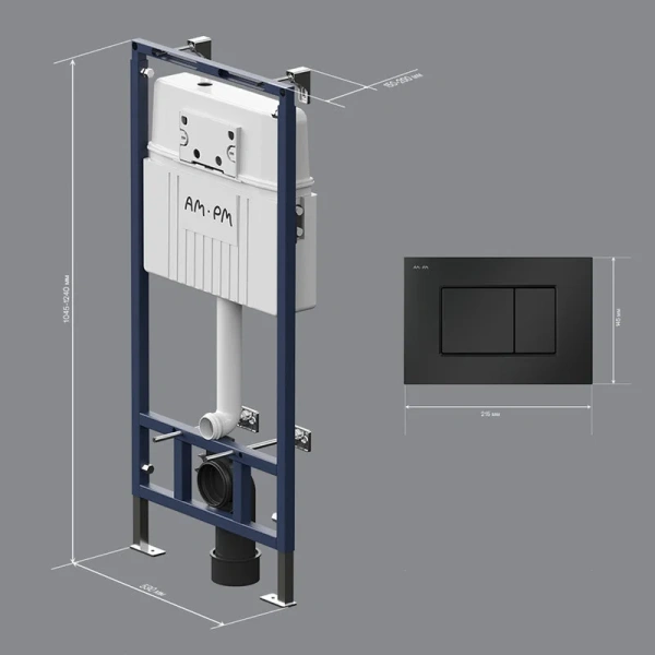 Инсталляция для унитаза Am.Pm MasterFit с кнопкой черной матовой I012710.0238 (детальная фотография), по запросу