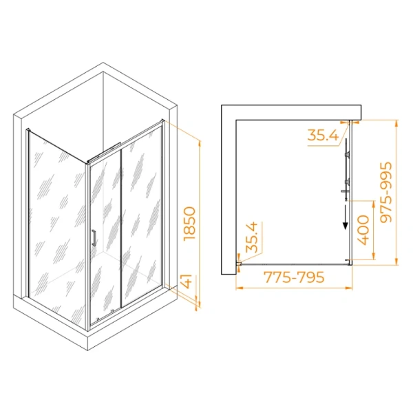 Душевой уголок RGW Passage PA-145 100х80 см стекло прозрачное 020814580-11 (детальная фотография), прямоугольные