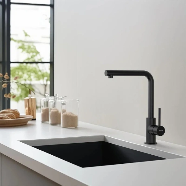 Смеситель для кухни Акватек Европа черный AQ1380MB (детальная фотография), черные