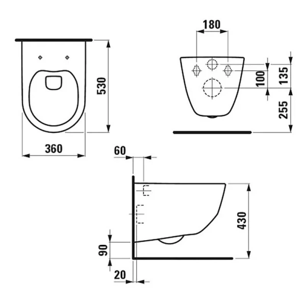 Унитаз подвесной Laufen Pro с крышкой 6.2096.6.395.000.1 (детальная фотография), подвесные, встраиваемые