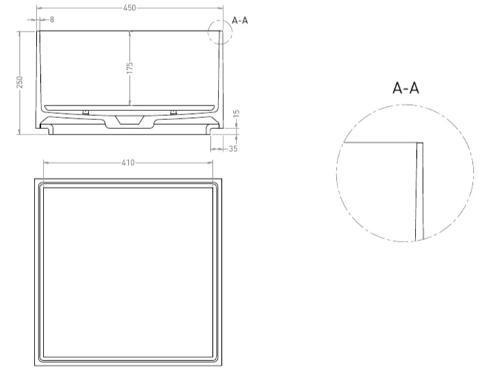 Раковина Salini Armonia Square 02 45 см квадратная 130512G (детальная фотография), современные, hi-tech