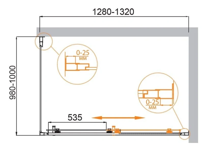 Душевой уголок Cezares Molveno 130х100 см стекло прозрачное MOLVENO-AH-11-130/100-C-Cr-IV (детальная фотография), прямоугольные