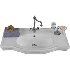 Раковина-консоль керамическая, цвет белый, 1 отв. под смес., с кольцом перелива цвета хром, La Beaute Michel LA8390