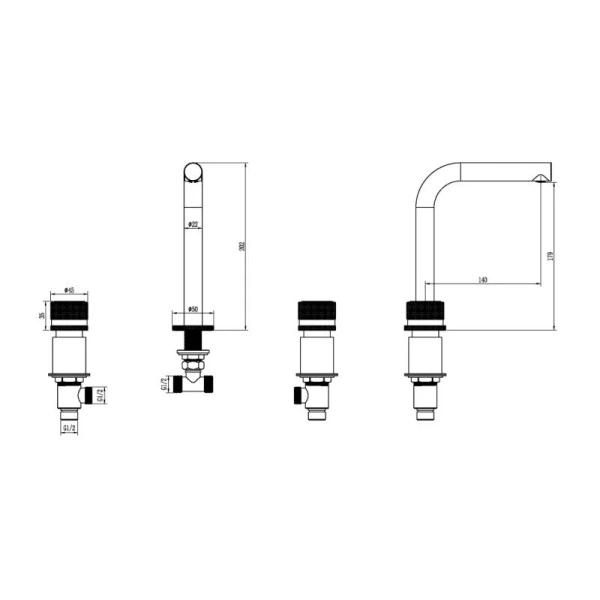 Смеситель для раковины Boheme Elegante золото 152-G-EL (детальная фотография), для раковины