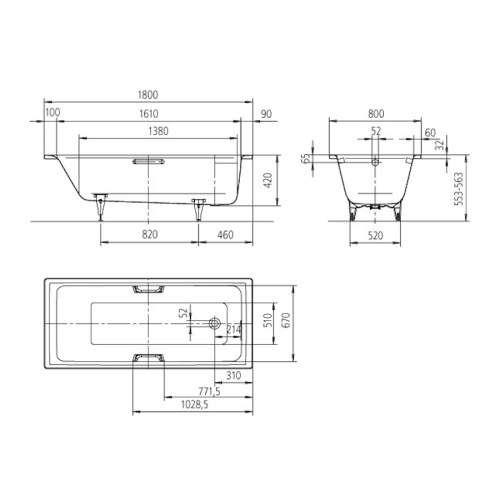 Ванна с противоскользящим покрытием полный antislip Kaldewei Ambiente 255534010001 (детальная фотография), по запросу