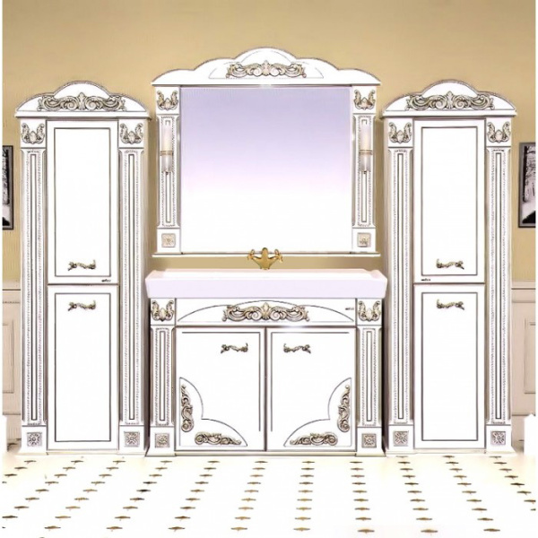 Шкаф-пенал, петли слева, цвет белый, Misty Барокко Л-баР05060-013Л (детальная фотография), по запросу index_2